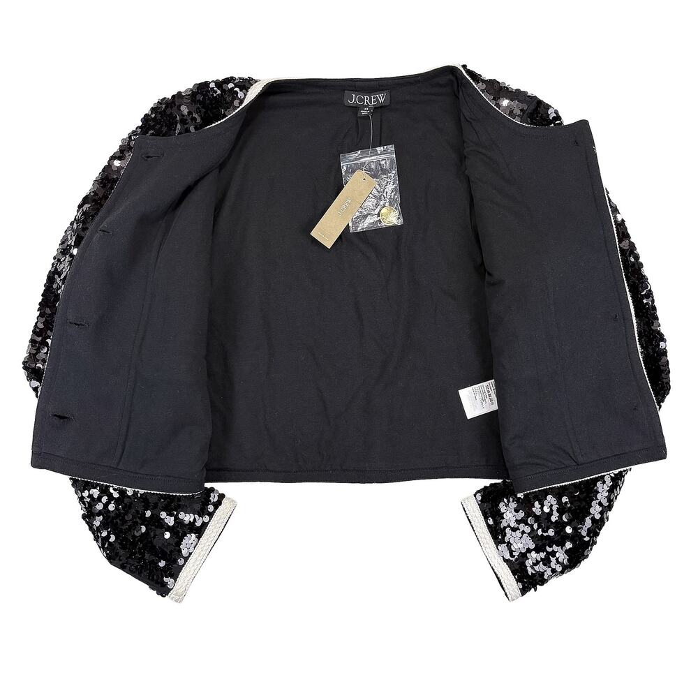 J Crew Mariner Jersey Lady Jacket NWT Women XS Black Sequin Blazer Holiday - Picture 6 of 10